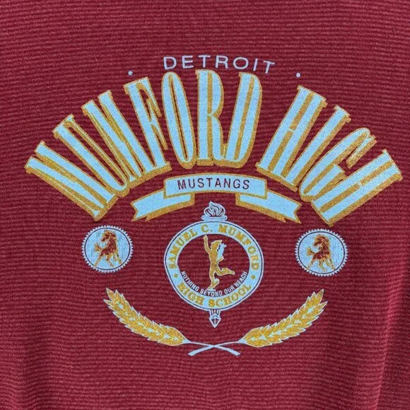 Genius Sweatshirt Men L/XL Detroit High School Mumford Mustangs Vintage 80's - Picture 4 of 16